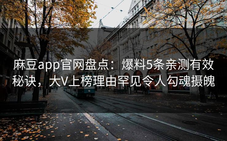 麻豆app官网盘点：爆料5条亲测有效秘诀，大V上榜理由罕见令人勾魂摄魄