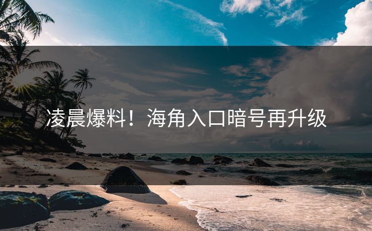 凌晨爆料！海角入口暗号再升级