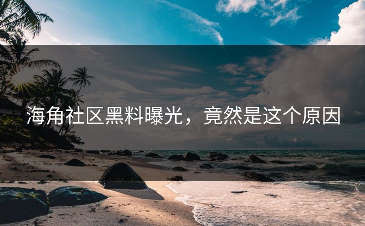 海角社区黑料曝光，竟然是这个原因