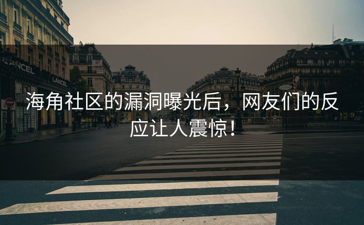 海角社区的漏洞曝光后，网友们的反应让人震惊！