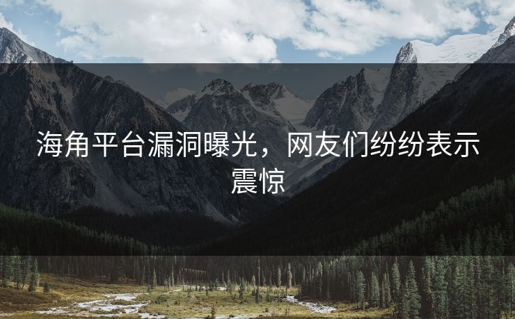 海角平台漏洞曝光，网友们纷纷表示震惊
