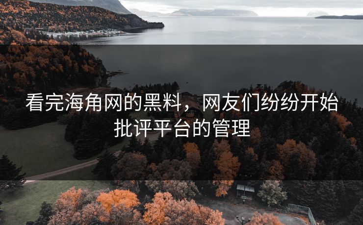 看完海角网的黑料，网友们纷纷开始批评平台的管理