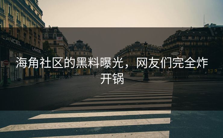 海角社区的黑料曝光，网友们完全炸开锅
