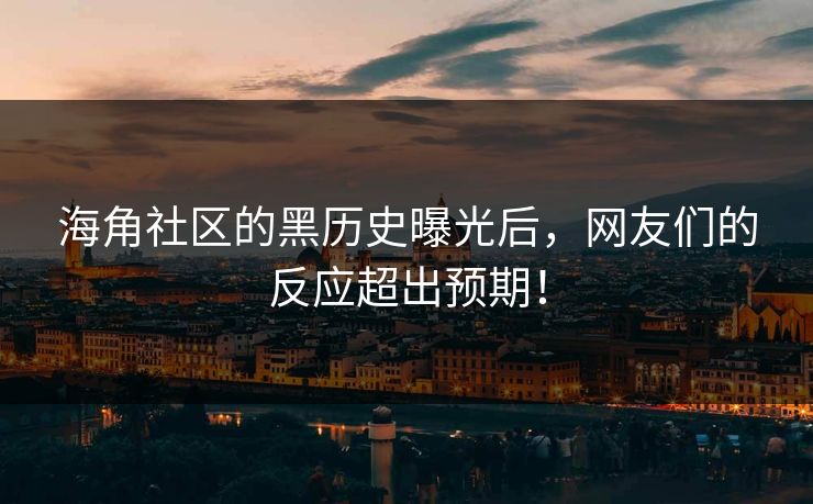 海角社区的黑历史曝光后，网友们的反应超出预期！