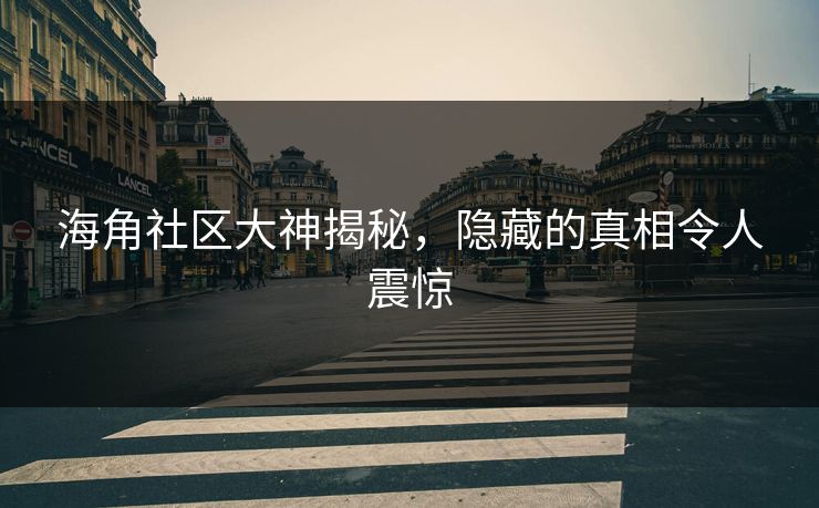 海角社区大神揭秘，隐藏的真相令人震惊