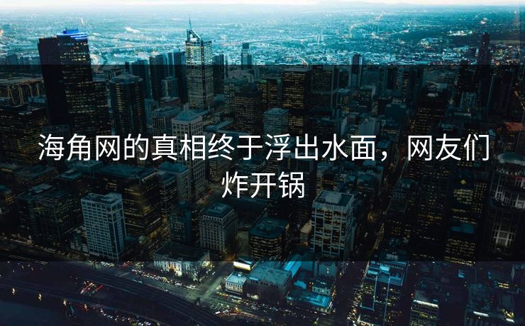 海角网的真相终于浮出水面，网友们炸开锅