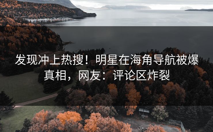 发现冲上热搜！明星在海角导航被爆真相，网友：评论区炸裂