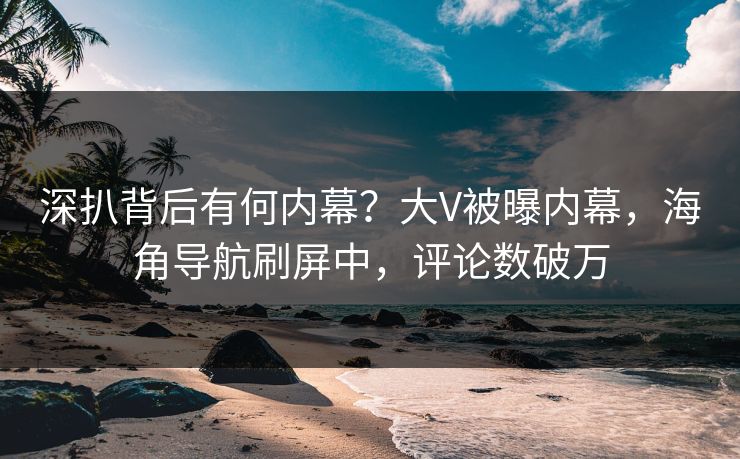 深扒背后有何内幕？大V被曝内幕，海角导航刷屏中，评论数破万
