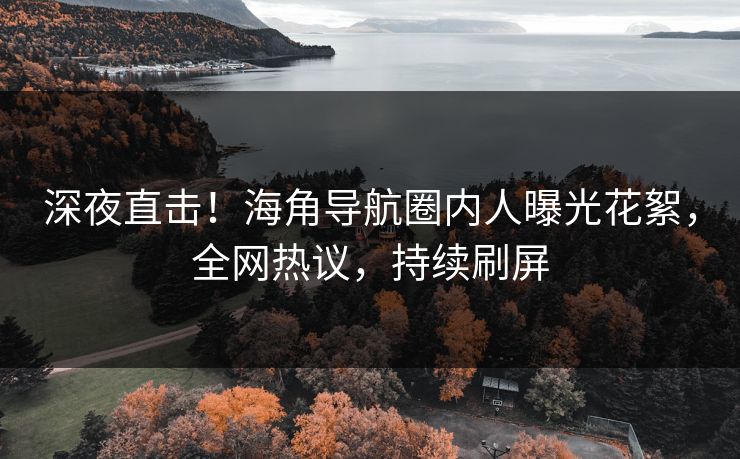 深夜直击！海角导航圈内人曝光花絮，全网热议，持续刷屏