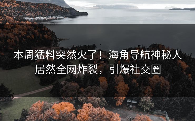 本周猛料突然火了！海角导航神秘人居然全网炸裂，引爆社交圈