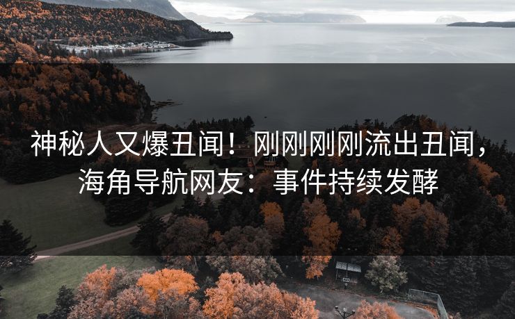 神秘人又爆丑闻！刚刚刚刚流出丑闻，海角导航网友：事件持续发酵