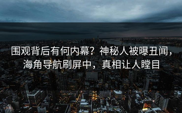 围观背后有何内幕？神秘人被曝丑闻，海角导航刷屏中，真相让人瞠目