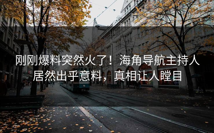 刚刚爆料突然火了！海角导航主持人居然出乎意料，真相让人瞠目