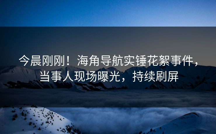 今晨刚刚！海角导航实锤花絮事件，当事人现场曝光，持续刷屏