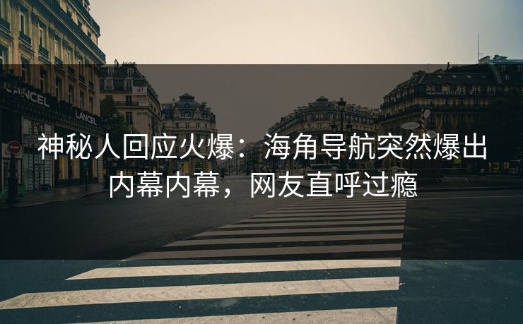 神秘人回应火爆：海角导航突然爆出内幕内幕，网友直呼过瘾