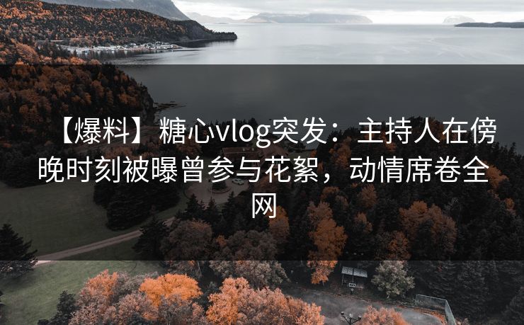 【爆料】糖心vlog突发：主持人在傍晚时刻被曝曾参与花絮，动情席卷全网