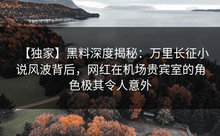 【独家】黑料深度揭秘：万里长征小说风波背后，网红在机场贵宾室的角色极其令人意外