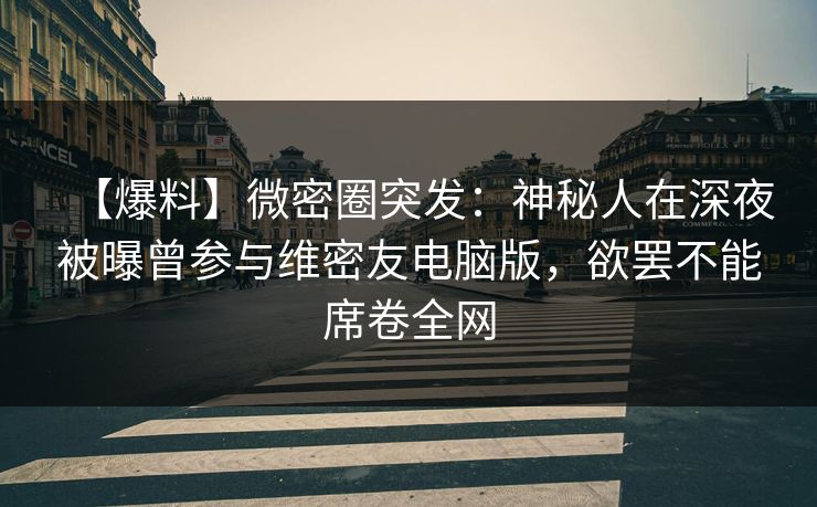 【爆料】微密圈突发：神秘人在深夜被曝曾参与维密友电脑版，欲罢不能席卷全网