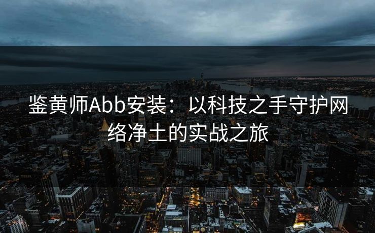 鉴黄师Abb安装：以科技之手守护网络净土的实战之旅