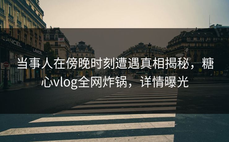 当事人在傍晚时刻遭遇真相揭秘，糖心vlog全网炸锅，详情曝光