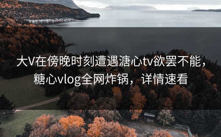 大V在傍晚时刻遭遇溏心tv欲罢不能，糖心vlog全网炸锅，详情速看