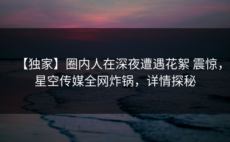 【独家】圈内人在深夜遭遇花絮 震惊,星空传媒全网炸锅,详情探秘 【独家】圈内人在深夜遭遇花絮 震惊,星空传媒全网炸锅,详情探秘